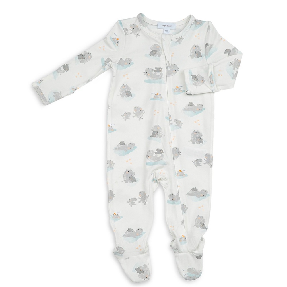 Angel dear zipper hippo footie 0-3 months